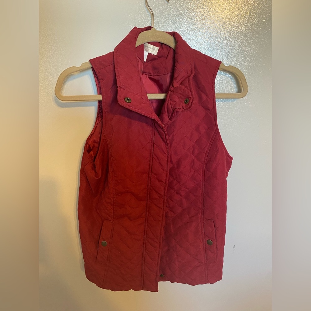 Red quilted vest by Christopher and Banks